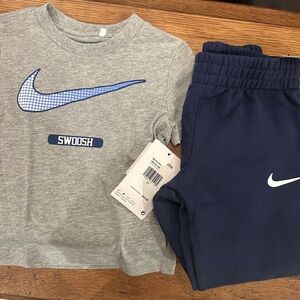Nike Kids Gray Tee and Navy Joggers Set